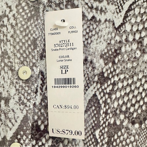 NWT! White House White Market Animal Print Cardigan Sweater Size Large Petite - Picture 6 of 7